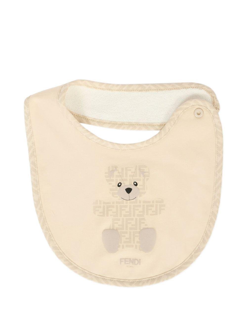 Bavaglini per neonati Fendi Kids beige con motivo con logo FF - Rubino Kids