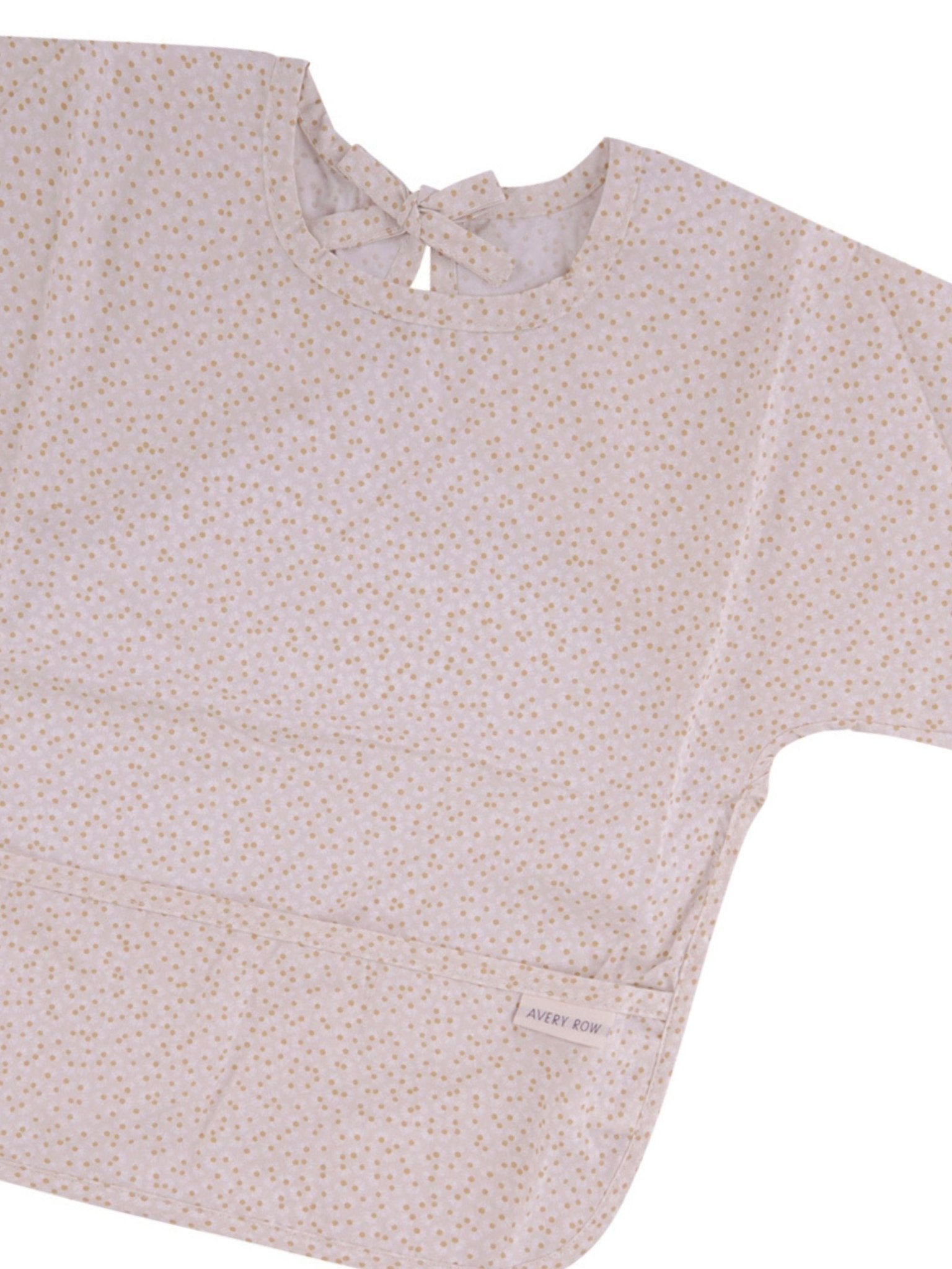 Bavaglino con maniche per neonati Avery Row beige con stampa margherite all - over - Rubino Kids