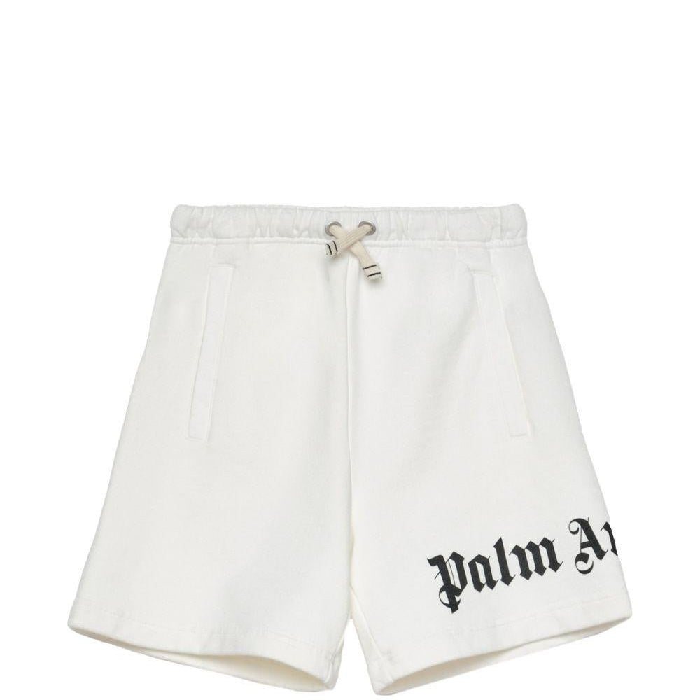 Bermuda per bambino Palm Angels Kids bianco con logo - Rubino Kids