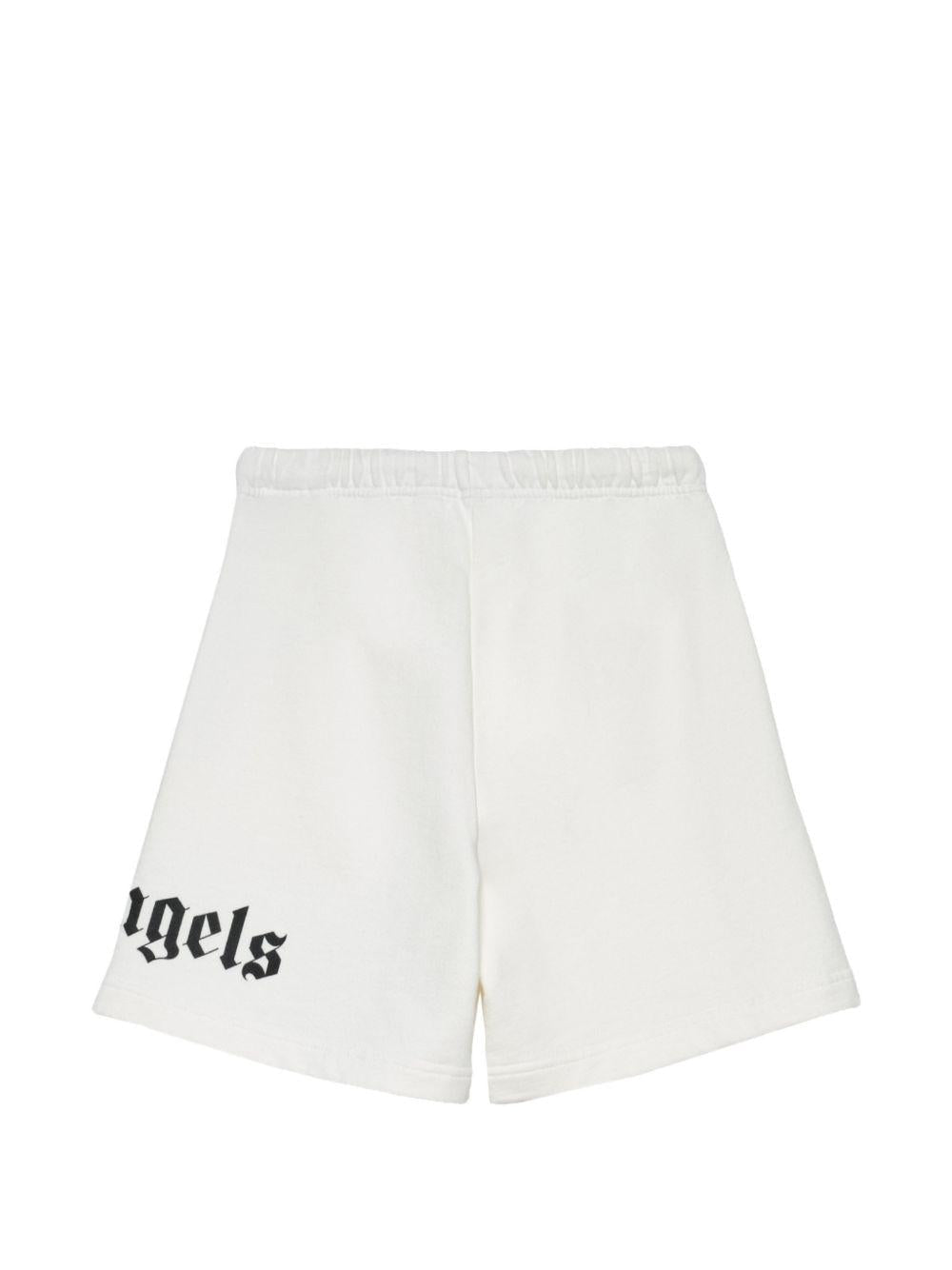 Bermuda per bambino Palm Angels Kids bianco con logo - Rubino Kids