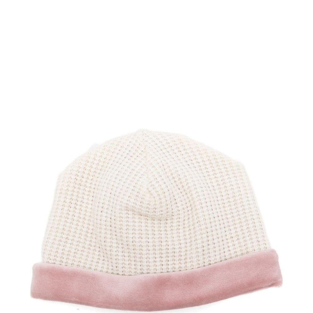 Berretto per neonata La Stupenderia bianco con decorazione rosa - Rubino Kids