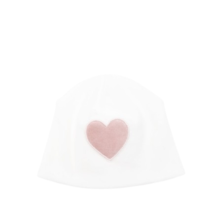 Berretto per neonata La Stupenderia bianco con motivo a cuore rosa - Rubino Kids