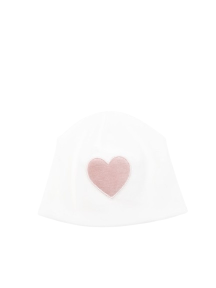 Berretto per neonata La Stupenderia bianco con motivo a cuore rosa - Rubino Kids