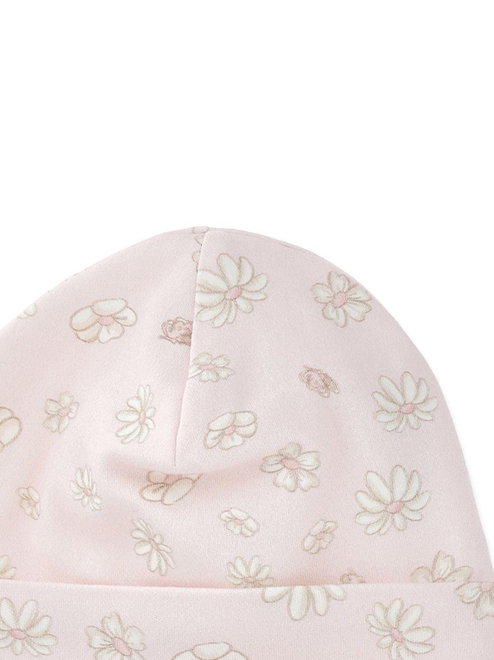 Berretto per neonata Monnalisa rosa con stampa a fiori all - over - Rubino Kids
