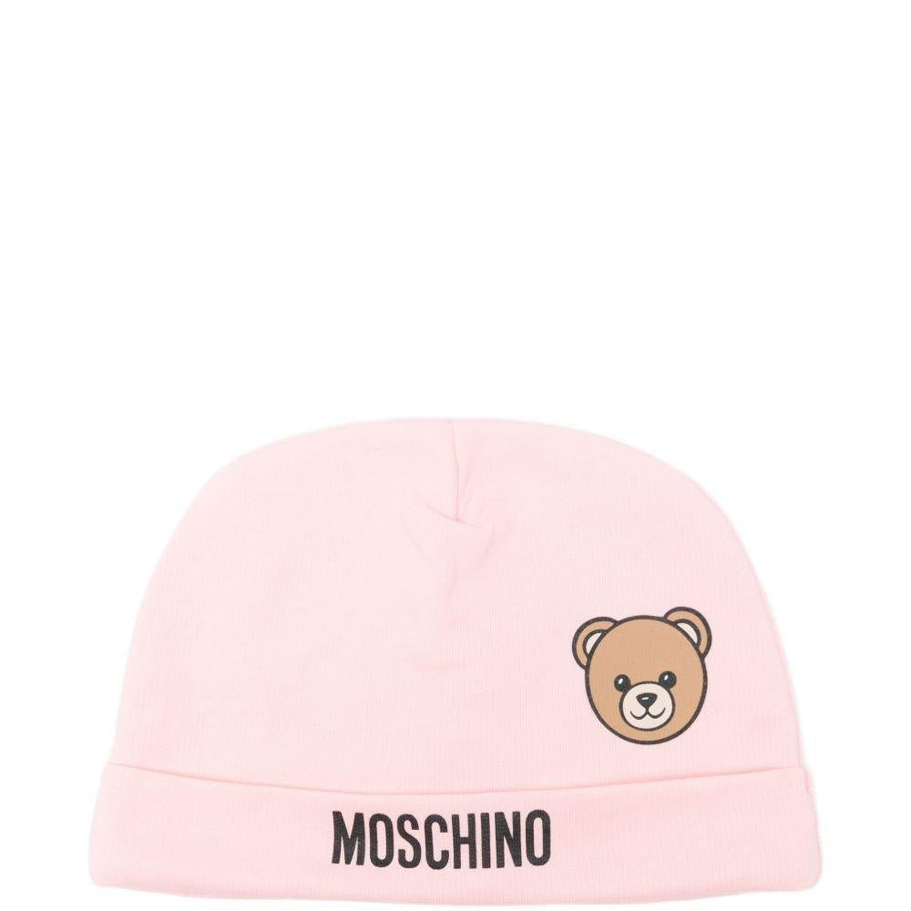 Berretto per neonata Moschino Kids rosa con motivo orsetto - Rubino Kids