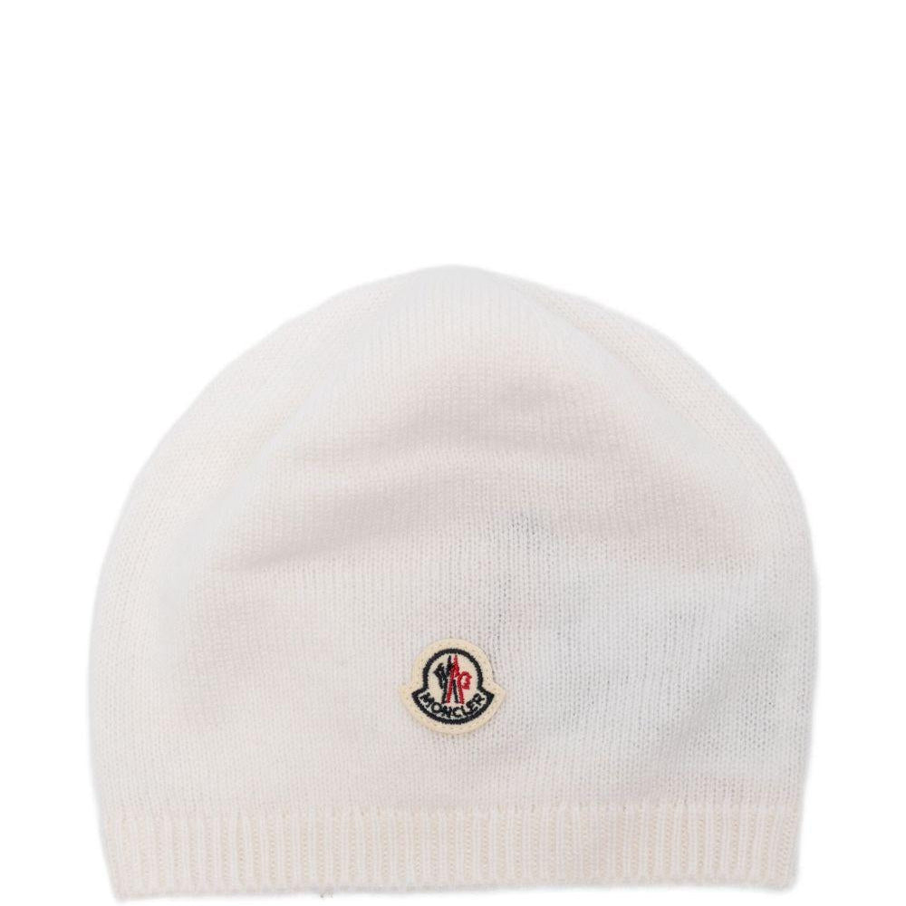 Berretto per neonati Moncler Enfant bianco con toppa con logo - Rubino Kids