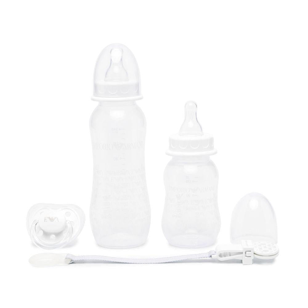 Biberon per neonati Emporio Armani Kids bianco con stampa grafica all - over - Rubino Kids