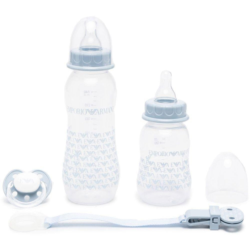 Biberon per neonato Emporio Armani Kids azzurro con stampa grafica all - over - Rubino Kids