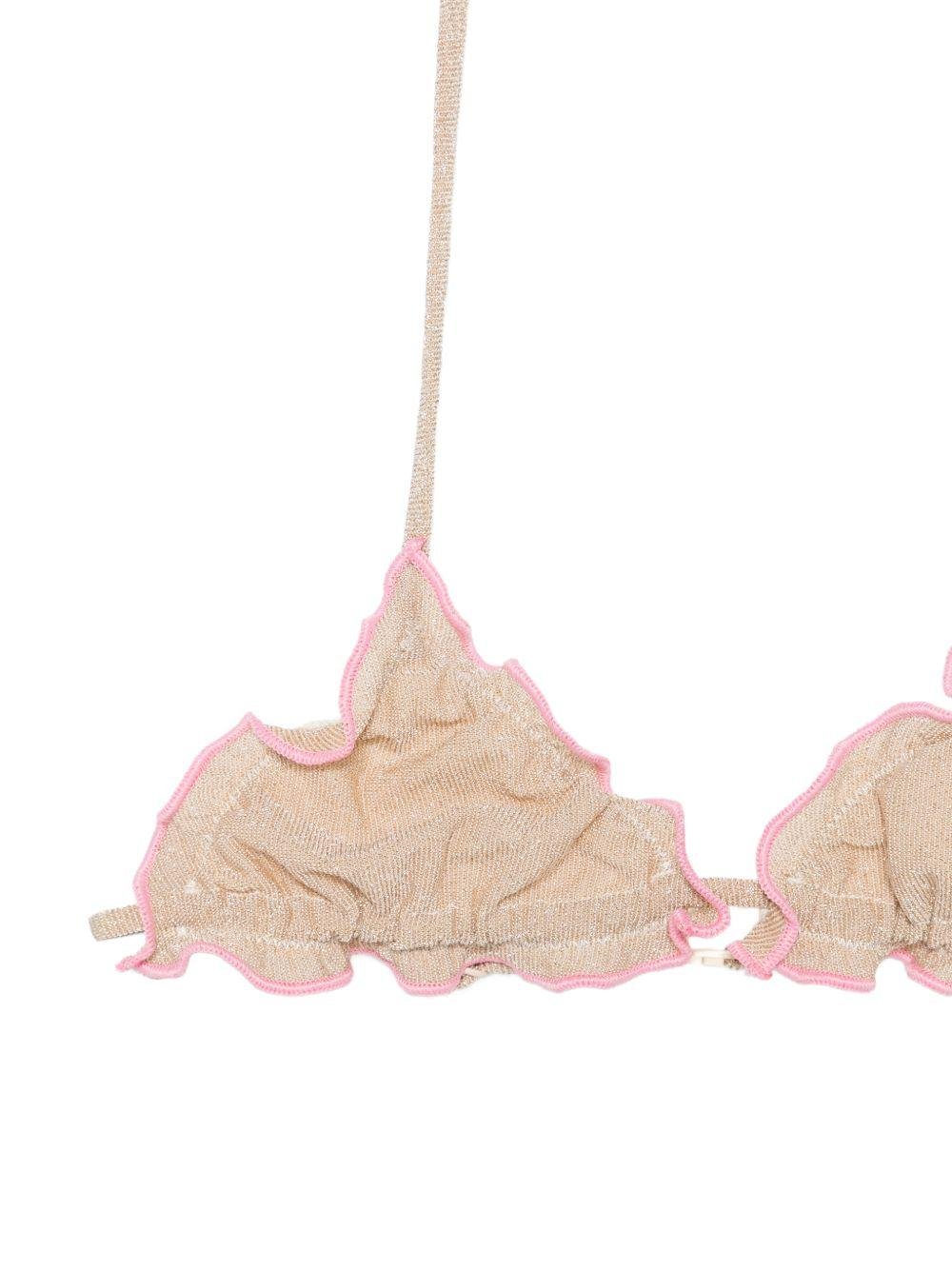 Bikini Cris per bambina MC2 Saint Barth Kids beige con dettagli rosa - Rubino Kids