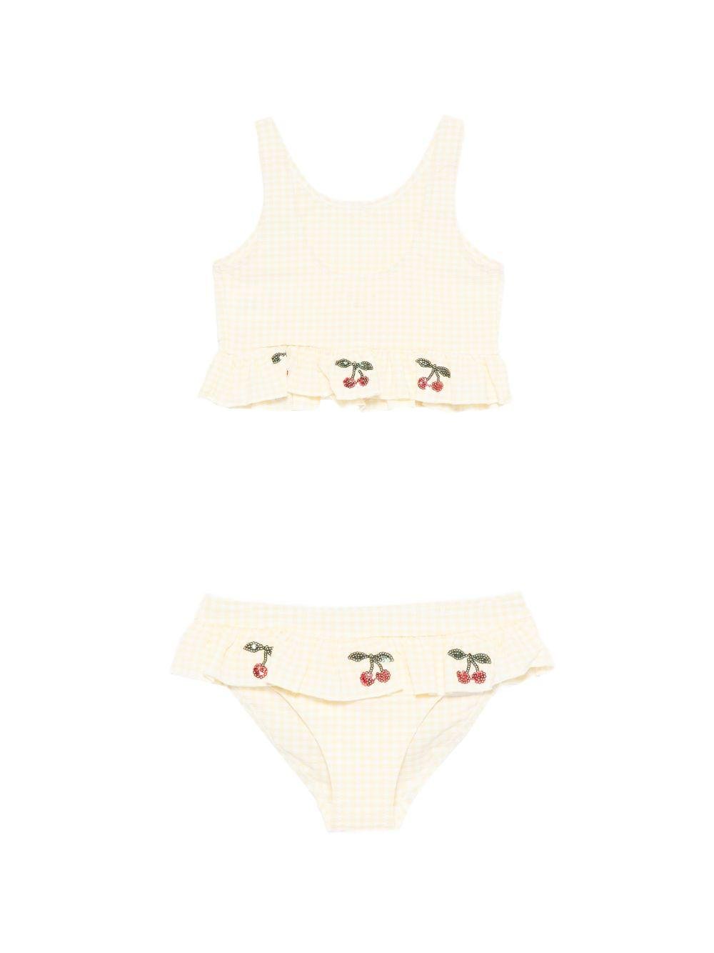 Bikini Etta per bambina Konges Sløjd giallo con motivo a quadri - Rubino Kids