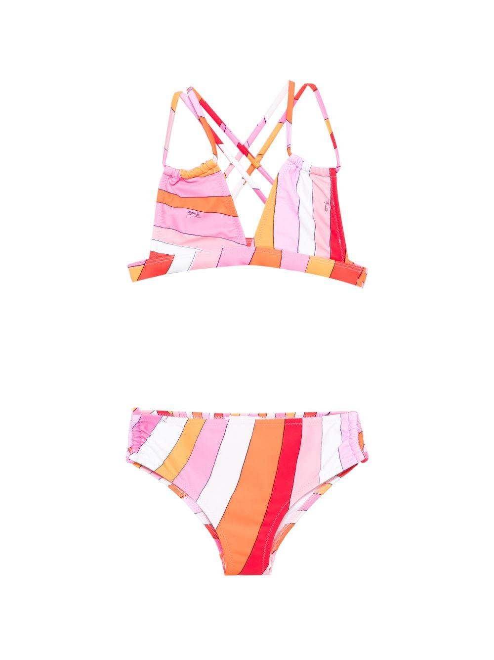 Bikini per bambina Emilio Pucci Junior rosa a righe - Rubino Kids