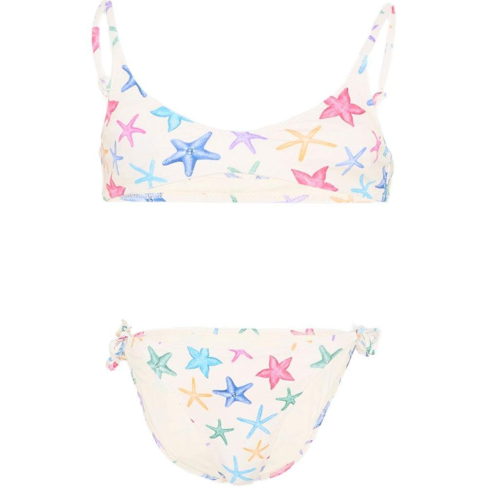 Bikini per bambina MC2 Saint Barth Kids beige con stampa a stella marina - Rubino Kids