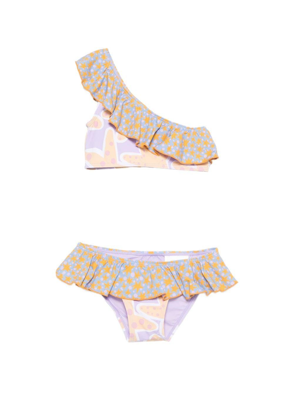 Bikini per bambina Stella McCartney Kids multicolore con stampa grafica stelle marine all - over - Rubino Kids