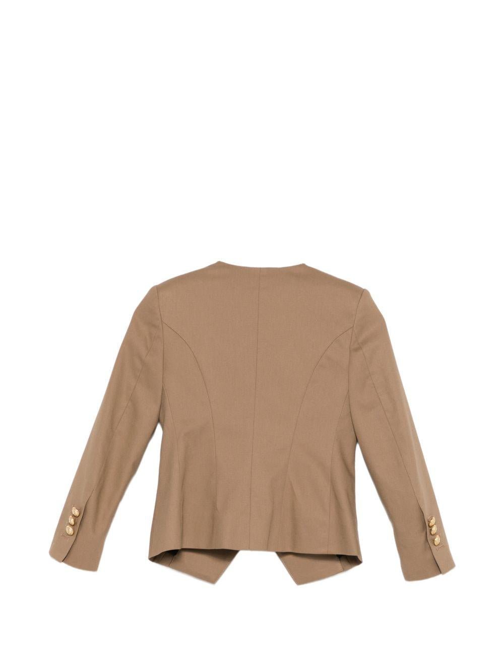 Blazer per bambina Balmain Kids marrone chiaro modello doppiopetto - Rubino Kids