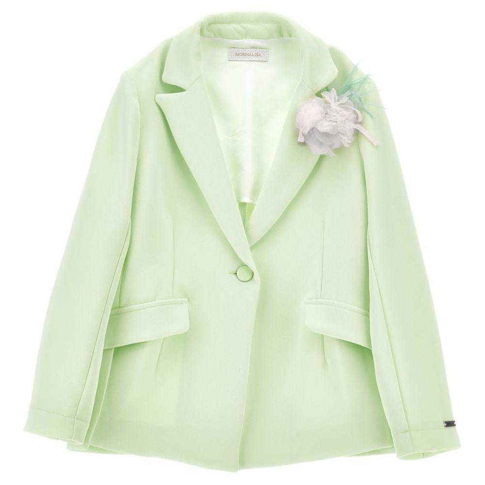 Blazer per bambina Monnalisa verde con applicazione fiore - Rubino Kids