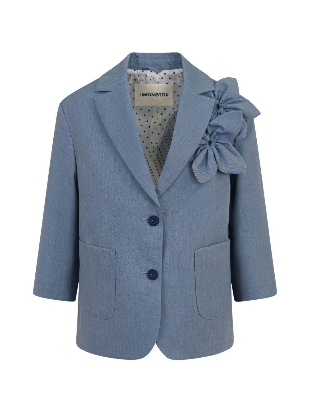 Blazer per bambina Simonetta blu con applicazione floreale - Rubino Kids