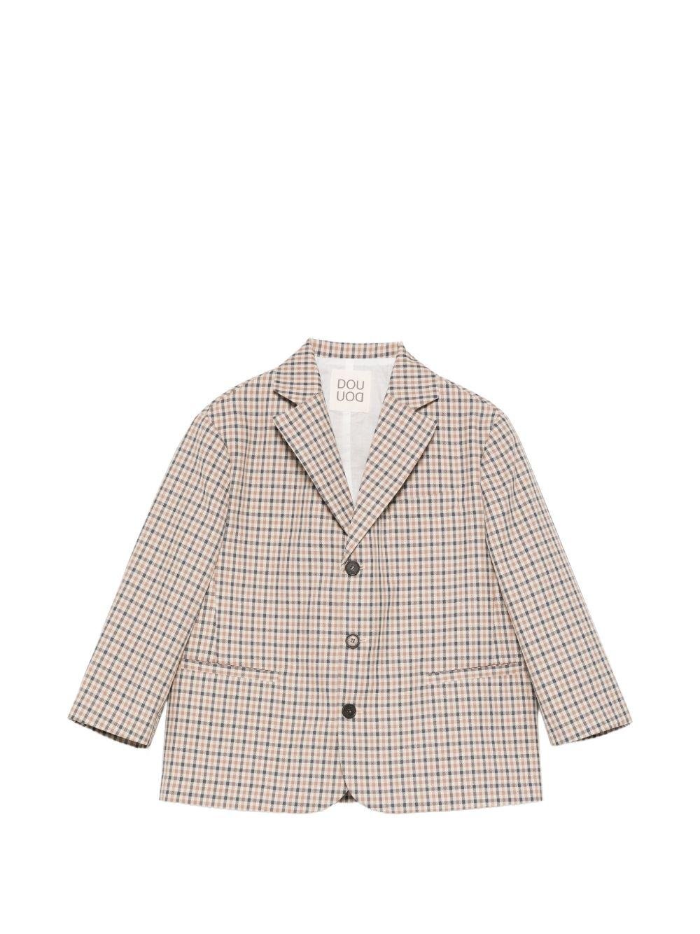 Blazer per bambino Douuod Kids beige con motivo a quadri - Rubino Kids