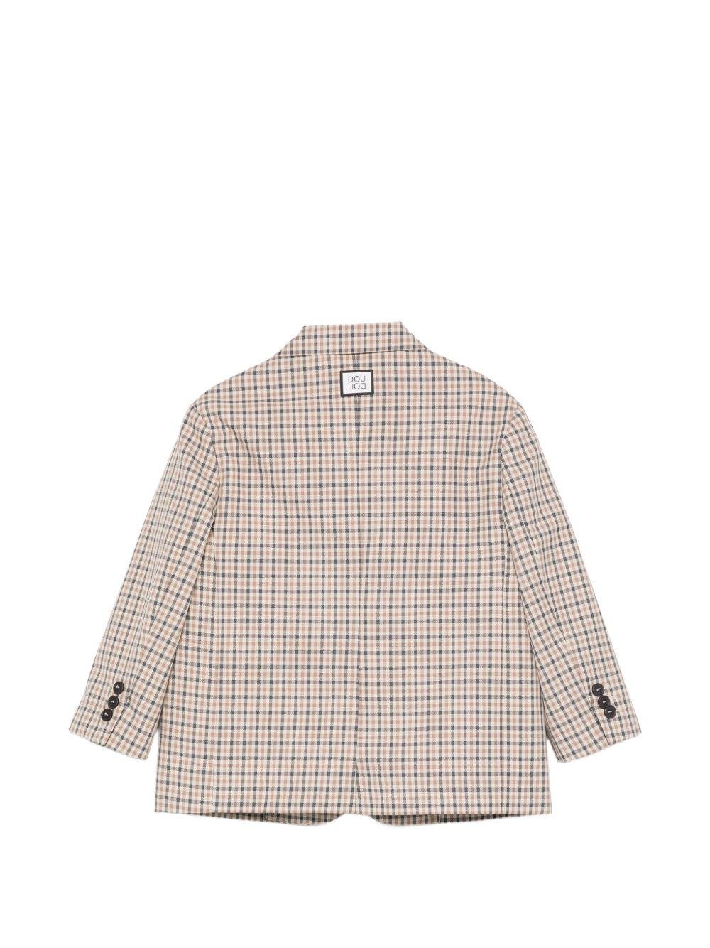 Blazer per bambino Douuod Kids beige con motivo a quadri - Rubino Kids
