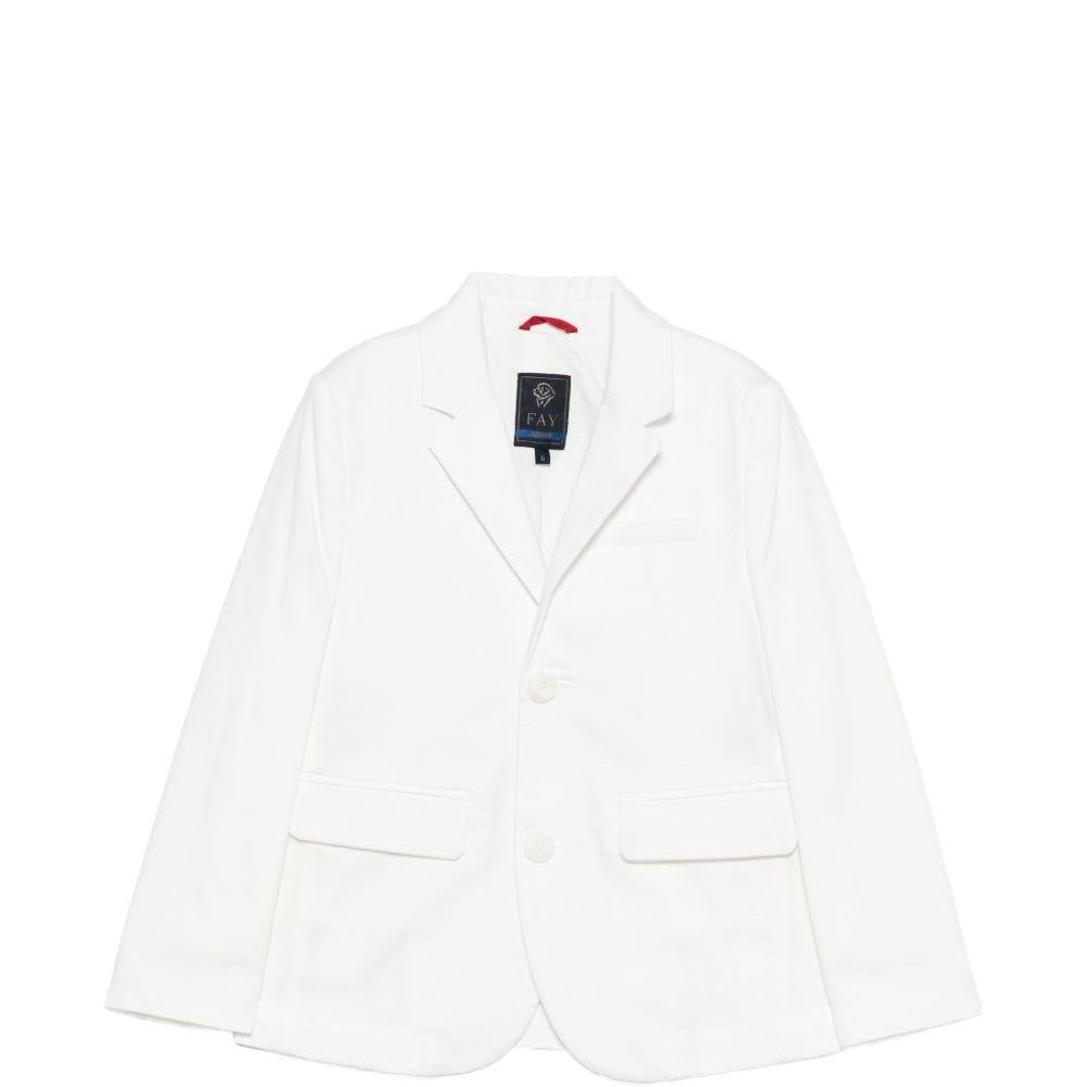 Blazer per bambino Fay Kids bianco con tasche anteriori con patta - Rubino Kids