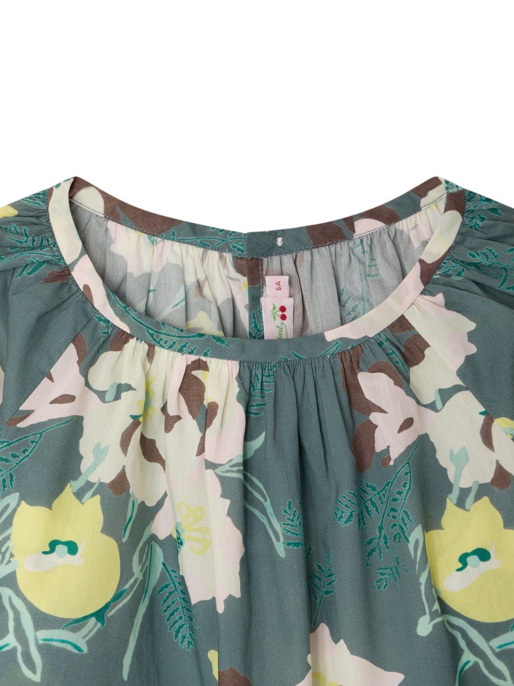 Blusa Augustina per bambina Bonpoint verde ardesia a fiori - Rubino Kids