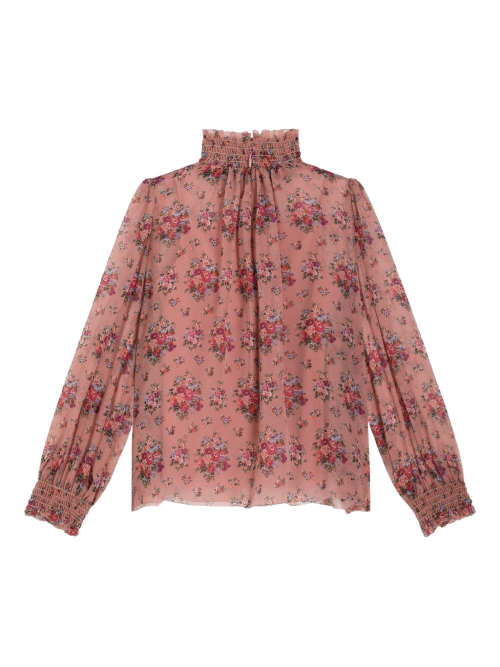 Blusa per bambina Dolce & Gabbana Kids rosa con stampa a fiori - Rubino Kids