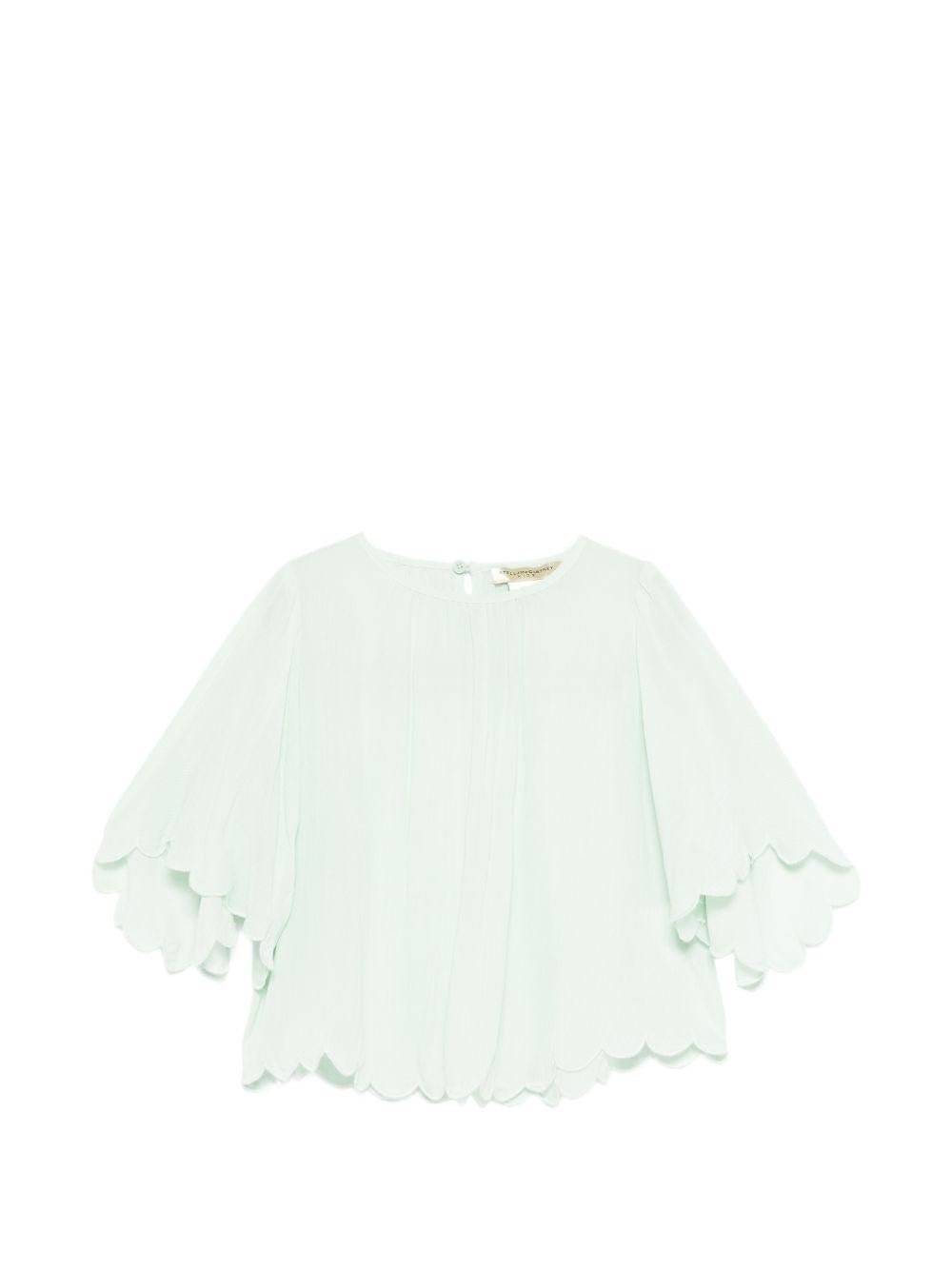 Blusa per bambina Stella McCartney Kids verde con orlo smerlato - Rubino Kids
