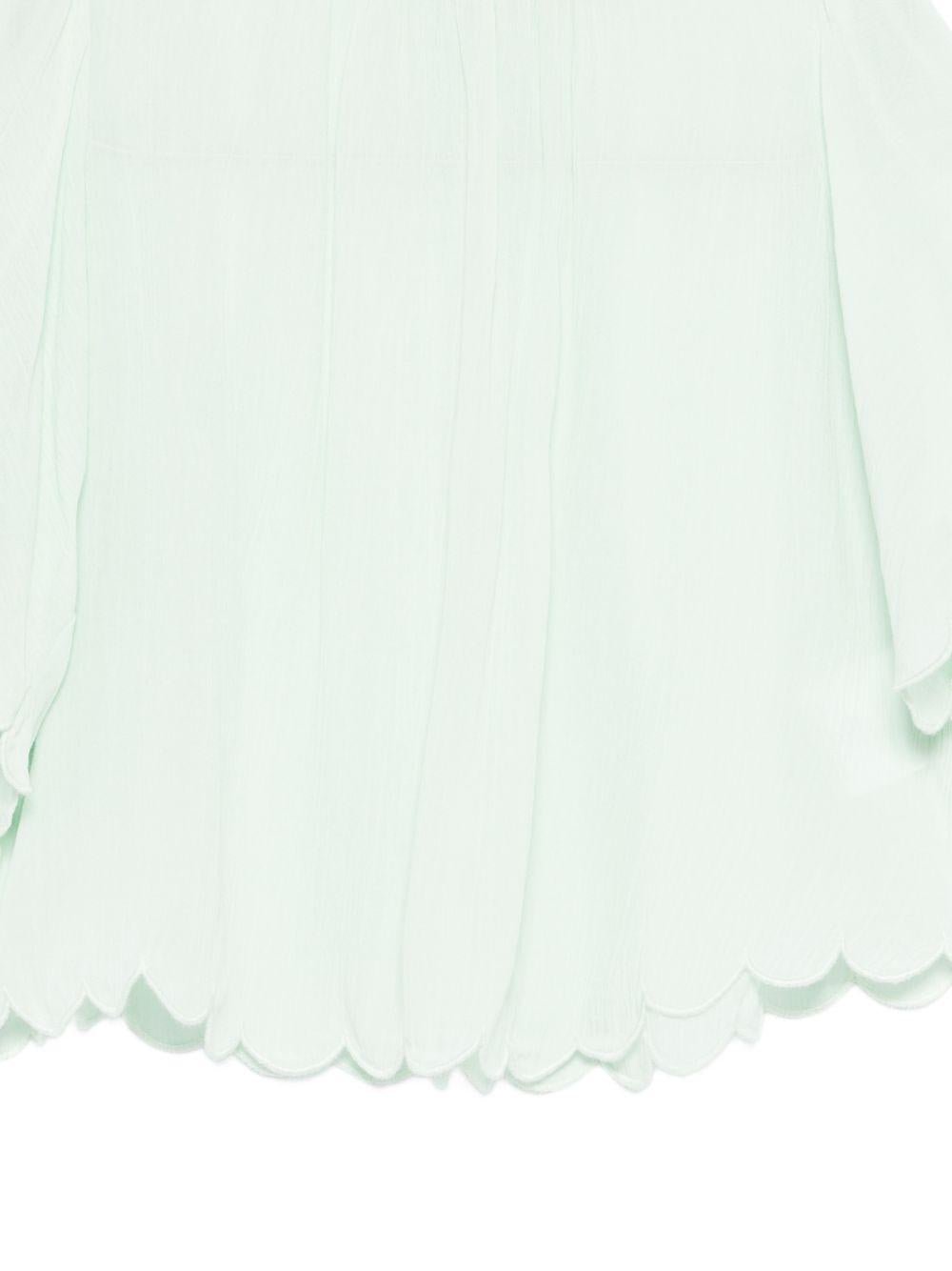 Blusa per bambina Stella McCartney Kids verde con orlo smerlato - Rubino Kids