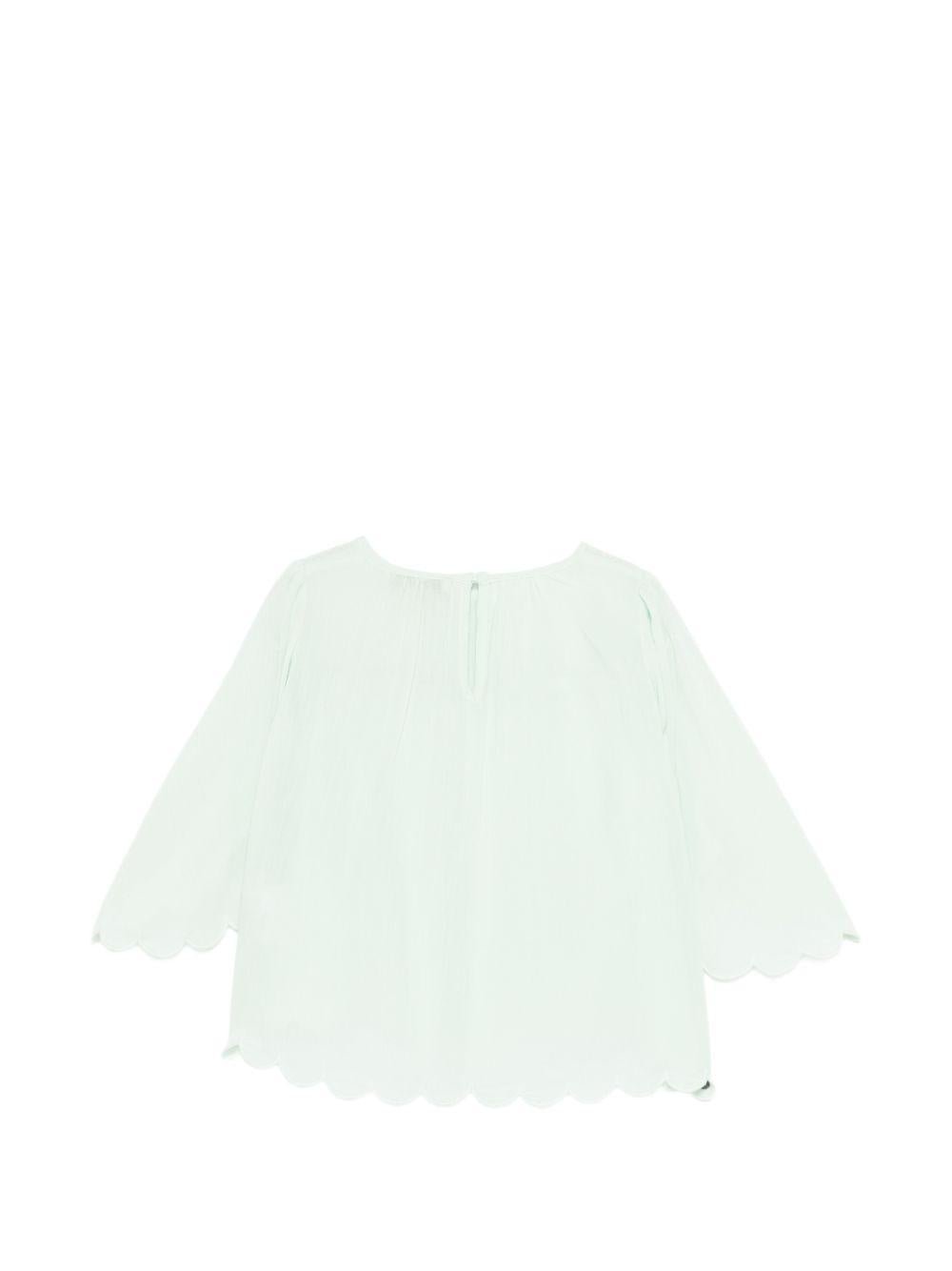 Blusa per bambina Stella McCartney Kids verde con orlo smerlato - Rubino Kids