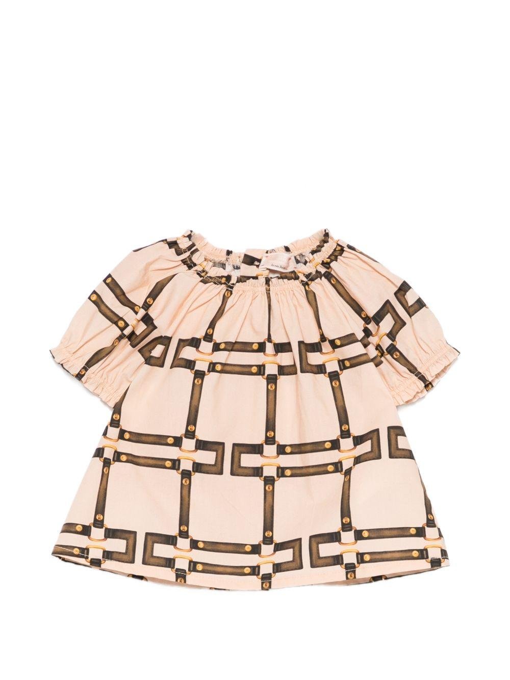 Blusa per neonata Elisabetta Franchi La Mia Bambina rosa con motivo geometrico - Rubino Kids