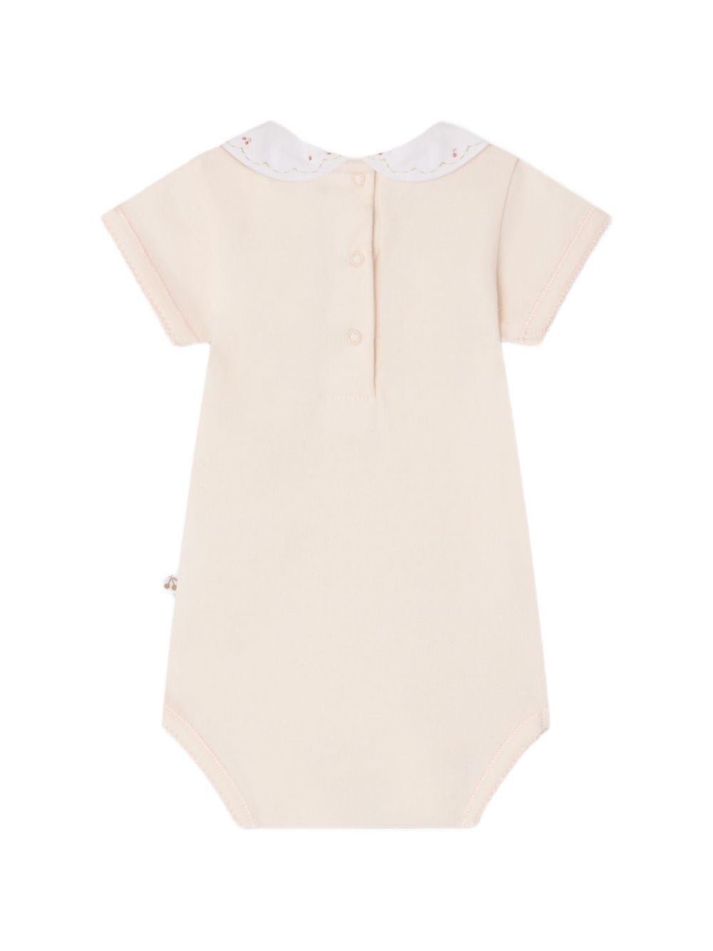 Body per neonata Bonpoint rosa con colletto Peter Pan - Rubino Kids