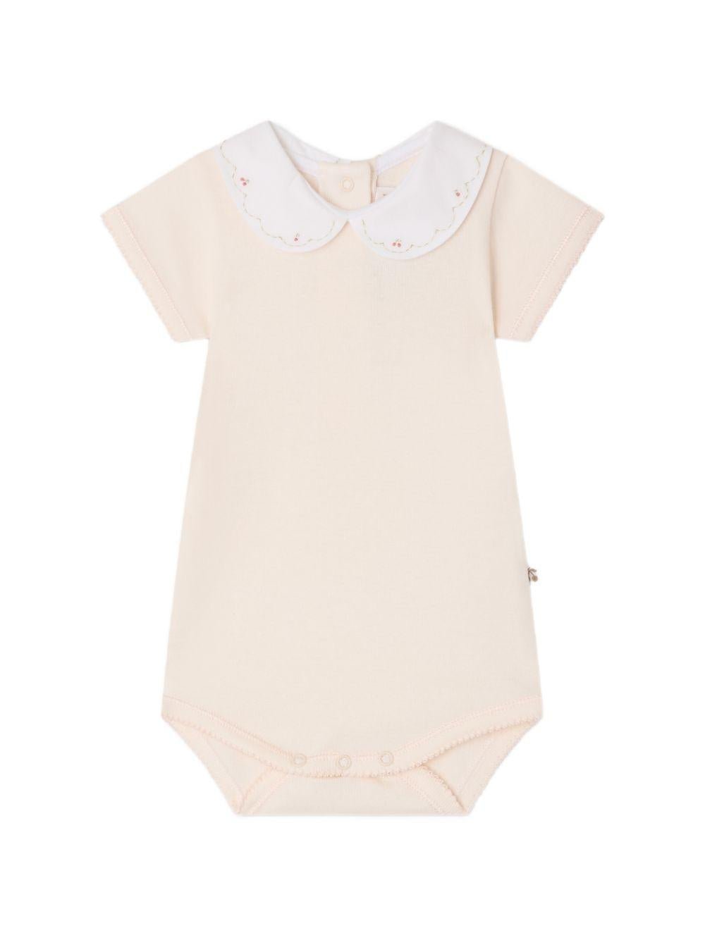 Body per neonata Bonpoint rosa con colletto Peter Pan - Rubino Kids