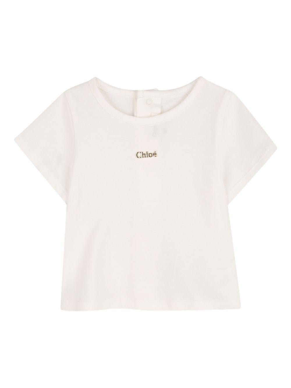 Body per neonata Chloé Kids arancione e bianco a fiori con ruches - Rubino Kids