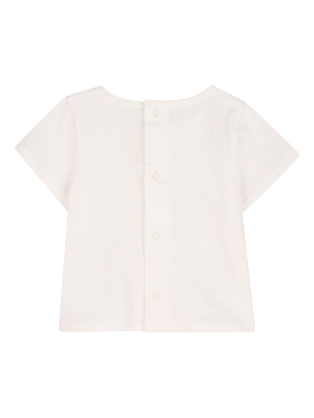 Body per neonata Chloé Kids arancione e bianco a fiori con ruches - Rubino Kids