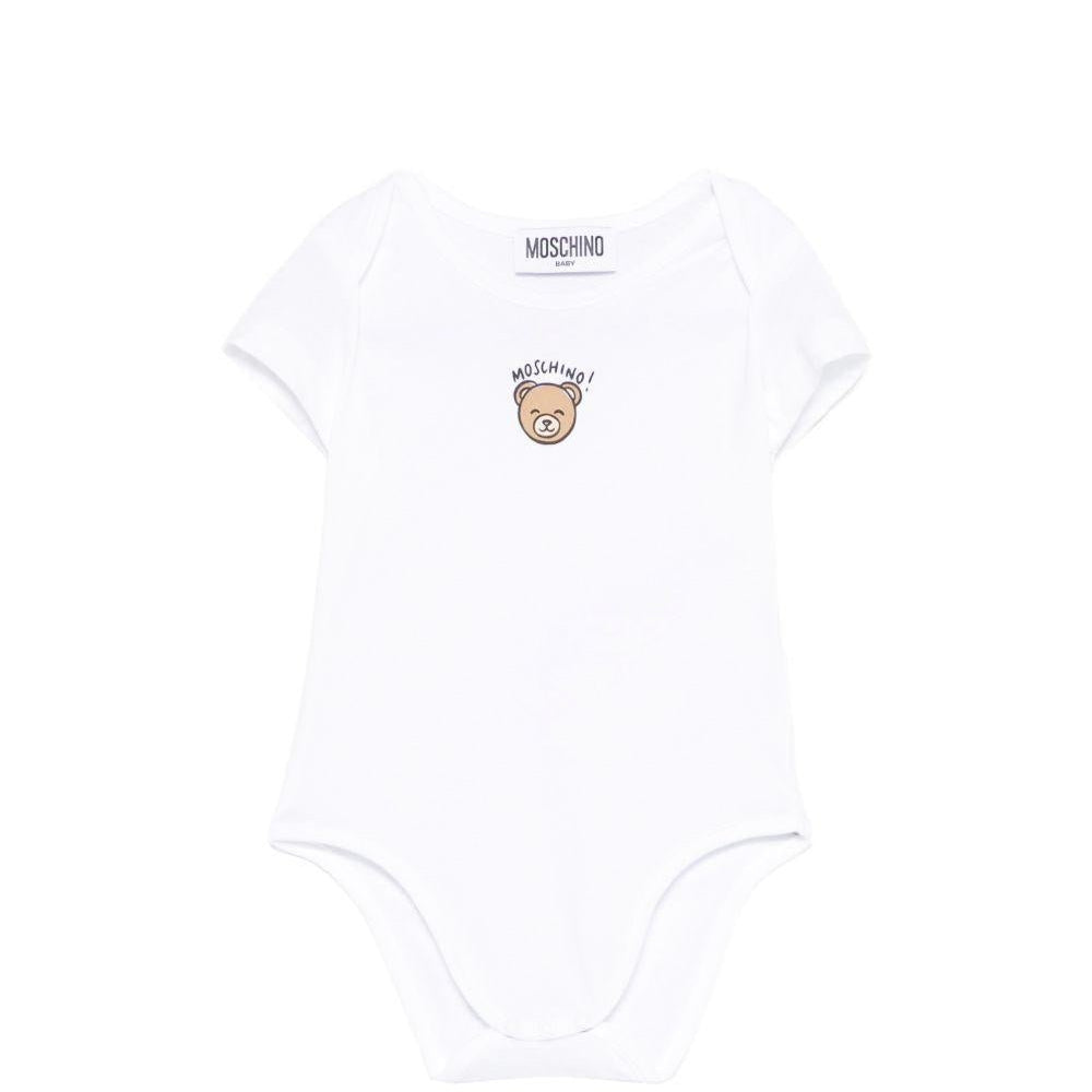 Body per neonati Moschino Kids bianco con stampa Teddy Bear - Rubino Kids