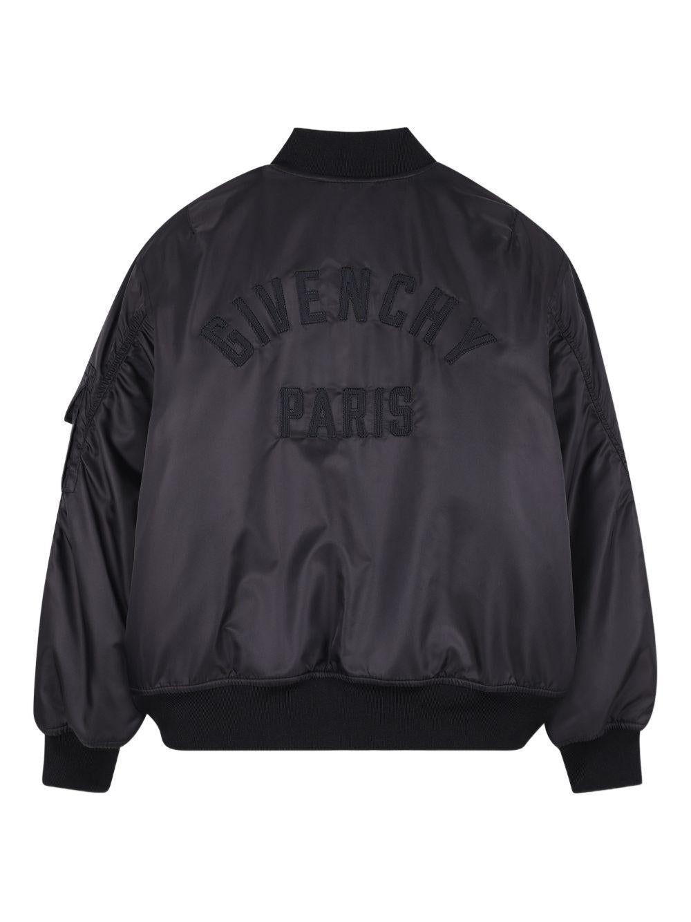 Bomber per bambino Givenchy Kids nero con ricamo - Rubino Kids