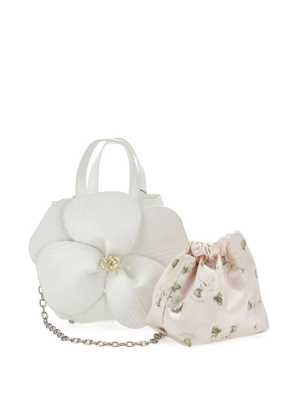 Borsa a mano per bambina Monnalisa bianca con dettaglio fiore - Rubino Kids