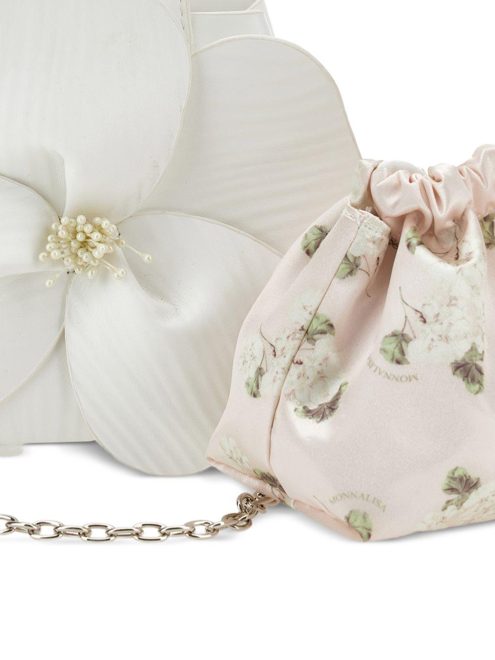 Borsa a mano per bambina Monnalisa bianca con dettaglio fiore - Rubino Kids