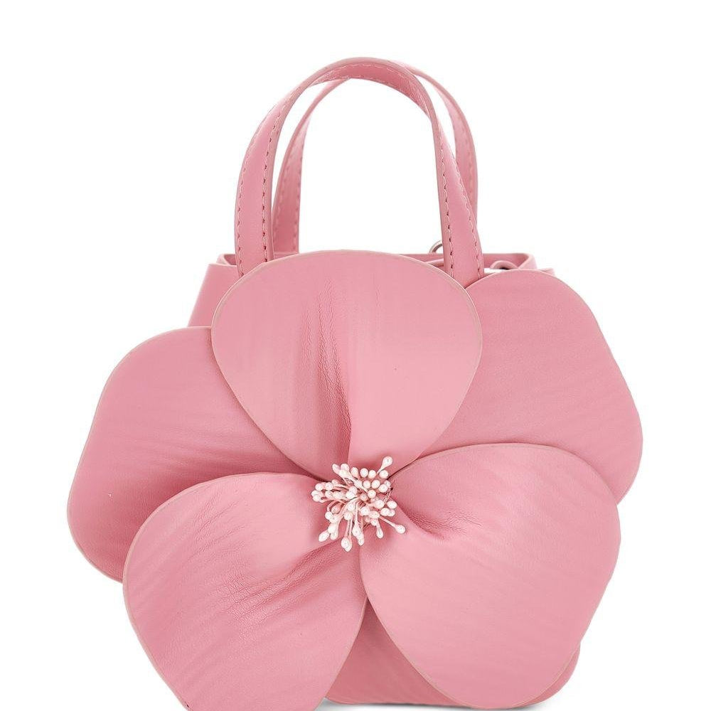 Borsa a mano per bambina Monnalisa rosa con applicazione fiore - Rubino Kids