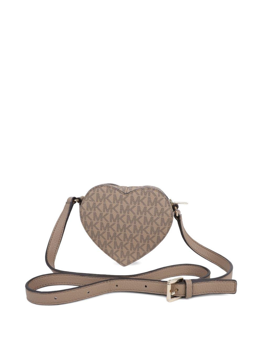 Borsa a spalla per bambina Michael Kors Kids beige a forma di cuore con monogramma - Rubino Kids