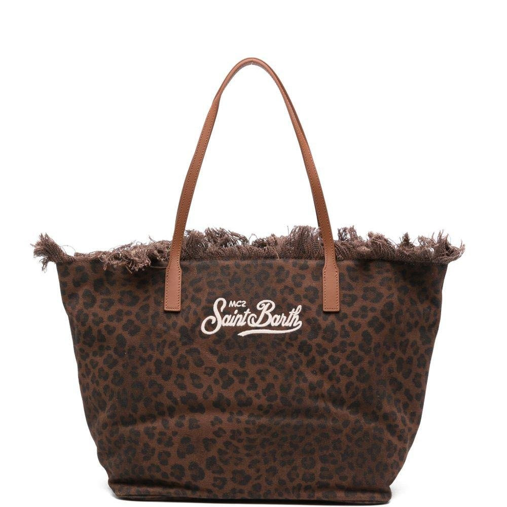 Borsa da spiaggia MC2 Saint Barth animalier con logo sul davanti - Rubino Kids
