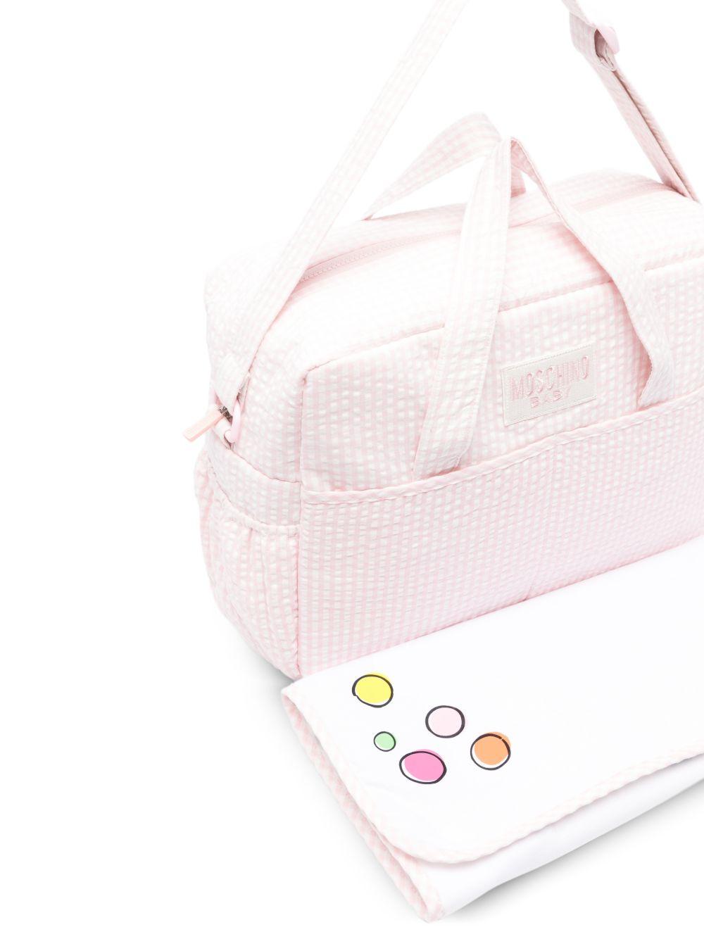 Borsa fasciatoio per neonata Moschino Kids rosa con motivo a quadri - Rubino Kids