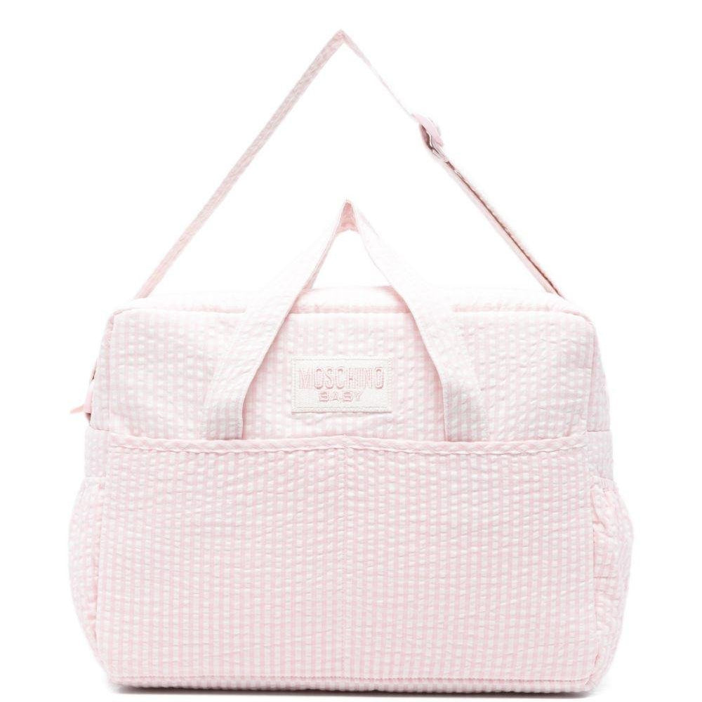 Borsa fasciatoio per neonata Moschino Kids rosa con motivo a quadri - Rubino Kids