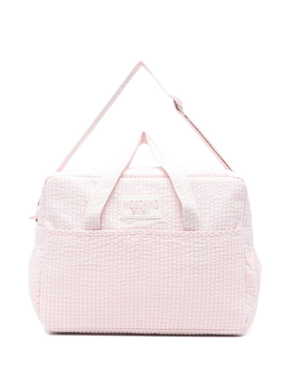 Borsa fasciatoio per neonata Moschino Kids rosa con motivo a quadri - Rubino Kids