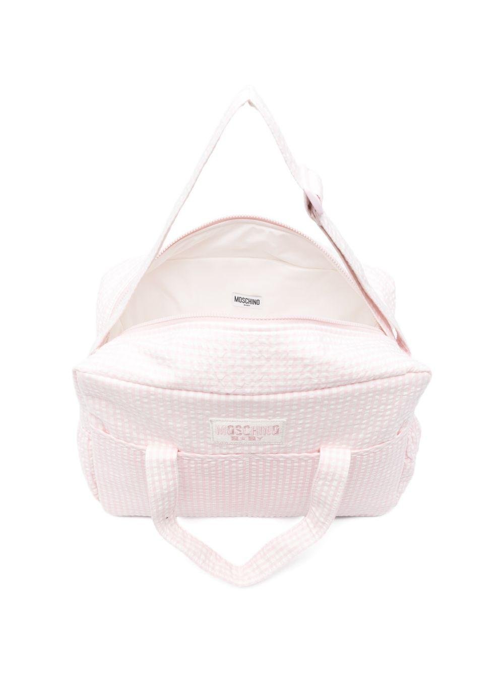 Borsa fasciatoio per neonata Moschino Kids rosa con motivo a quadri - Rubino Kids
