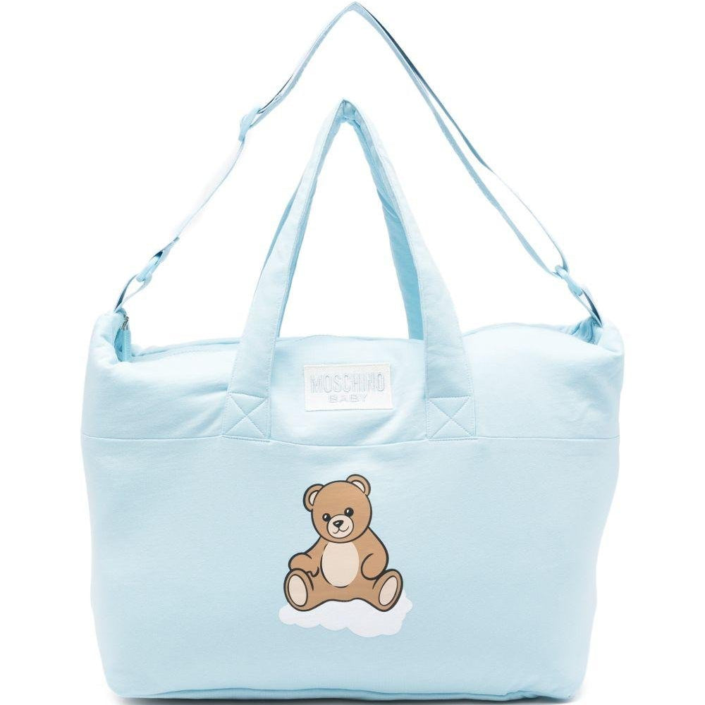 Borsa fasciatoio per neonato Moschino Kids azzura con applicazione orsetto - Rubino Kids