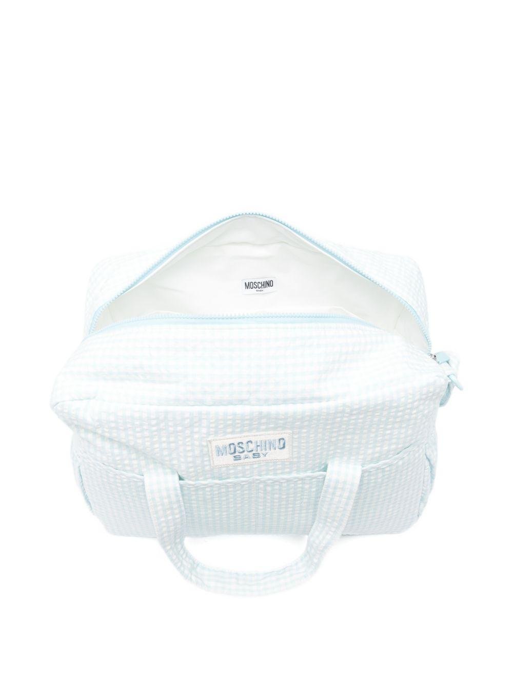 Borsa fasciatoio per neonato Moschino Kids azzurra con motivo a quadri - Rubino Kids