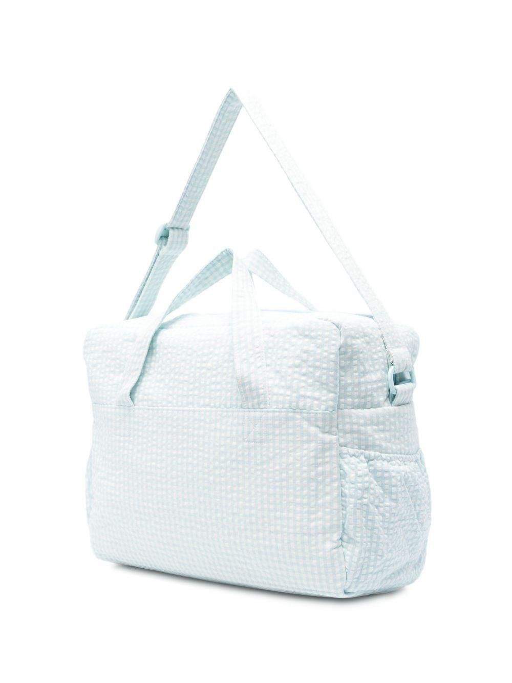 Borsa fasciatoio per neonato Moschino Kids azzurra con motivo a quadri - Rubino Kids