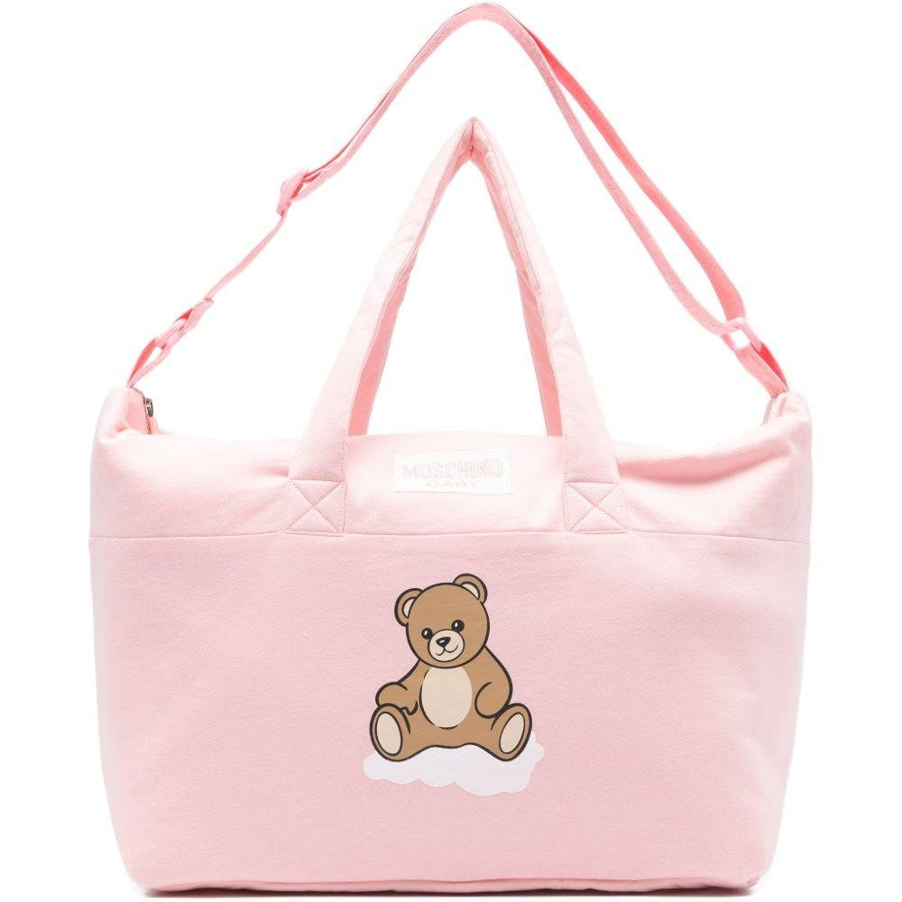 Borsa fasciatoio per neonato Moschino Kids rosa con applicazione orsetto - Rubino Kids