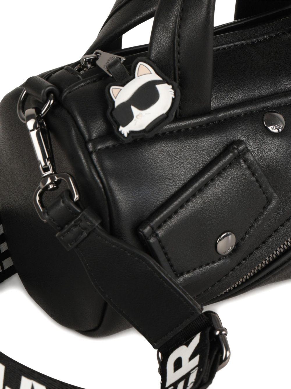 Borsa mini per bambina Karl Lagefeld Kids nera in pelle con tracolla removibile - Rubino Kids