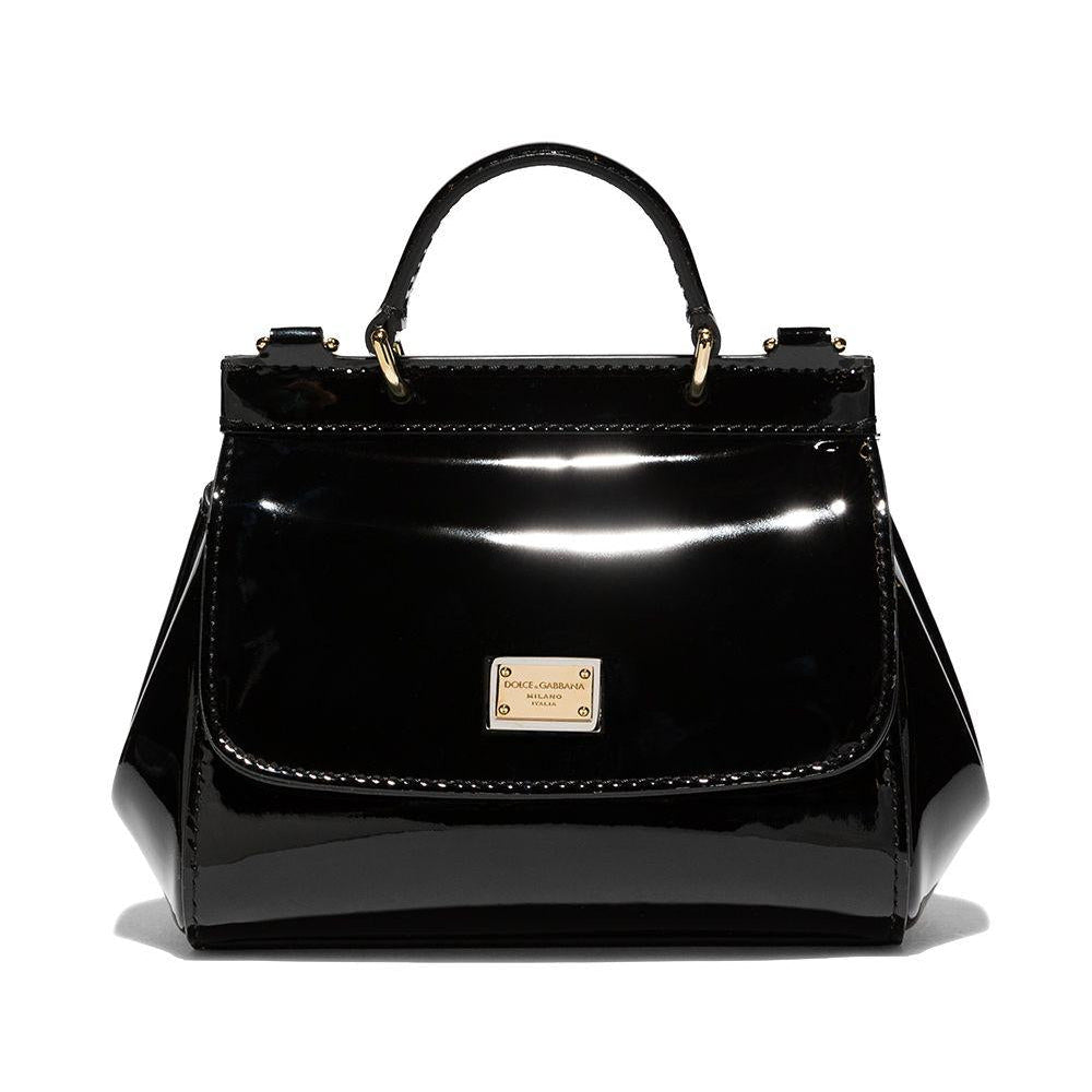 Borsa per bambina Dolce & Gabbana Kids nera con placca con logo - Rubino Kids
